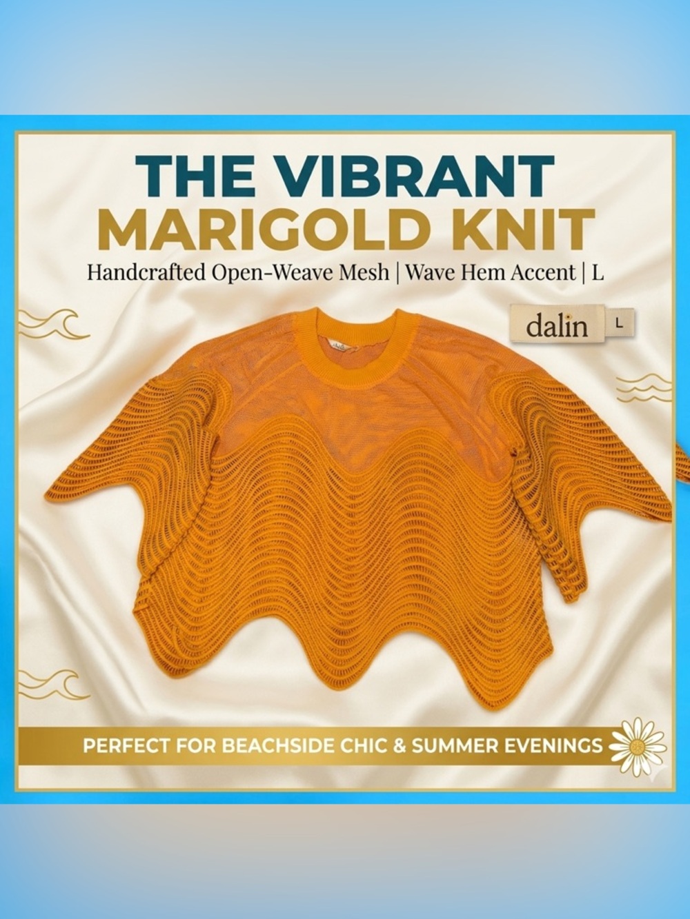 Wavy Mesh Statement Top - Marigold - NWOT